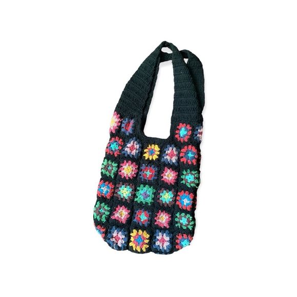Vintage Handbags - Black Granny Square Bag
